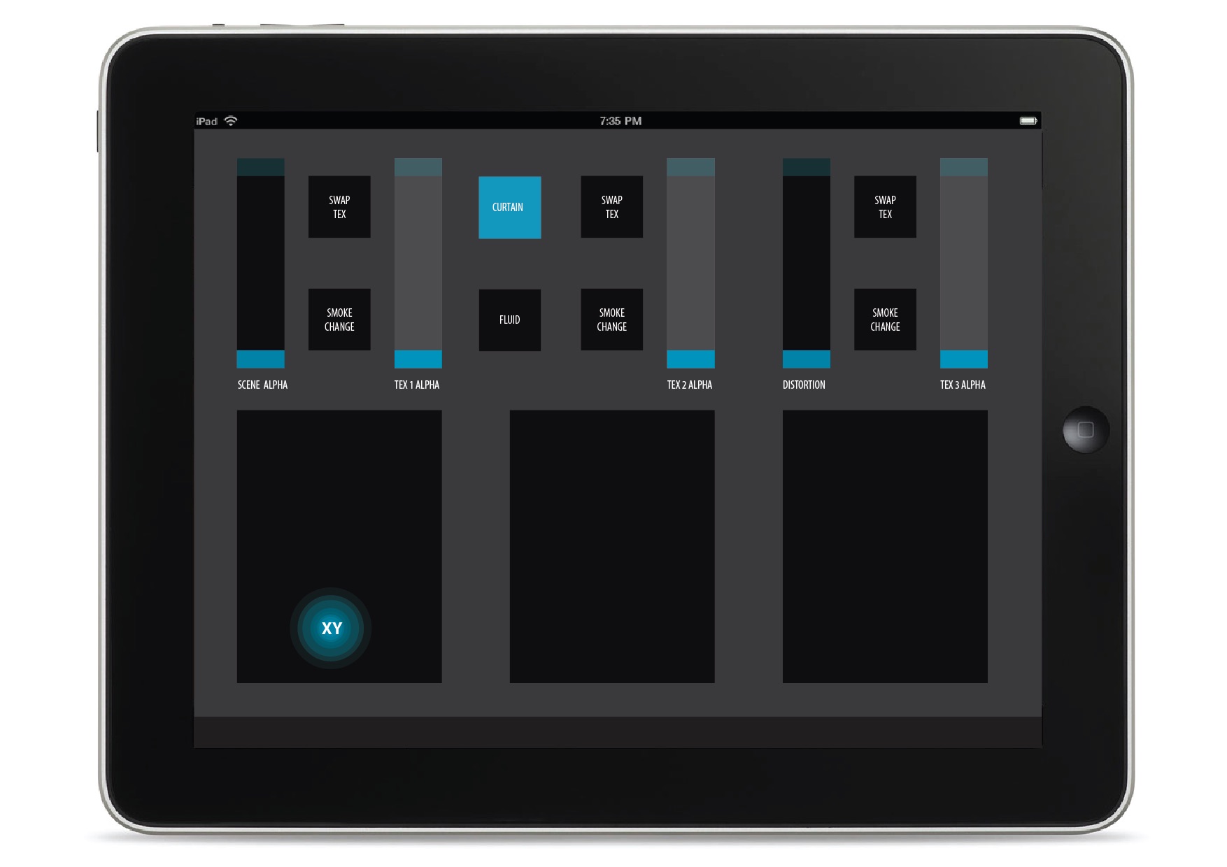 Controls for real-time animation on physical sails on an iPad