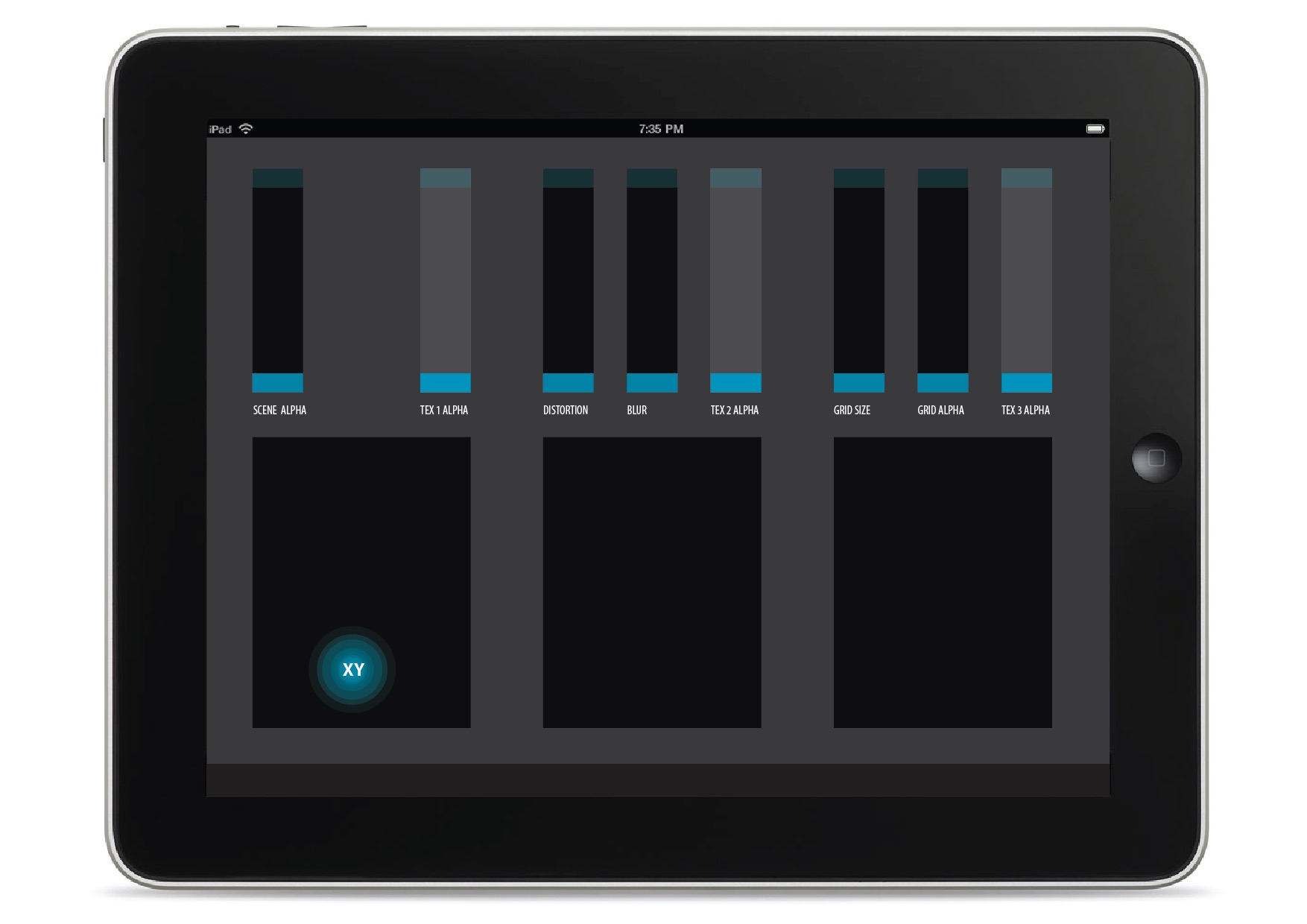 Controls for real-time animation on physical sails on an iPad