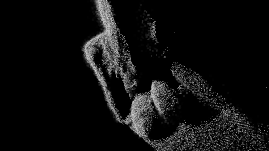 Pointcloud of a person kneeing on the floor