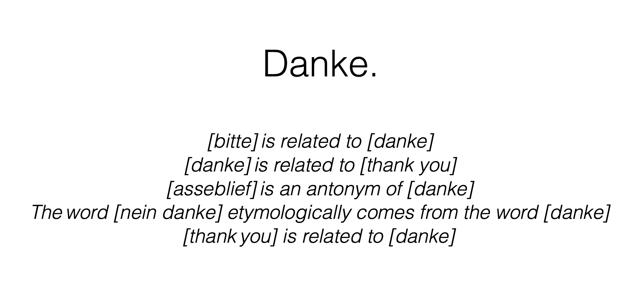 Natural language processing for the german word Danke