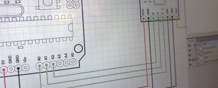 Photo of wired electronic components in Adobe Illustrator